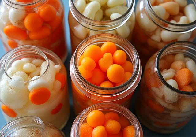 Einmachgläser mit fermentiertem Berggemüse
